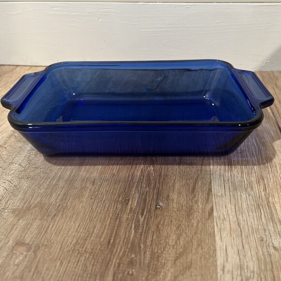 Vintage Anchor Hocking Cobalt Blue Glass Baking Casserole Dish 1 QT, 6x9 - Picture 4 of 4